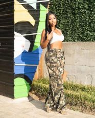 Camouflage Print Loose Straight Pant OD-8667