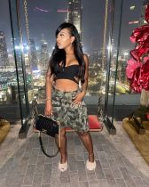 Camouflage Print Loose 5-point Pants OD-8665