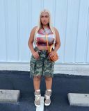 Camouflage Print Loose 5-point Pants OD-8665