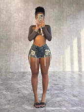 Denim Wash Tie-Up Shorts OD-8682