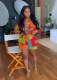 Long Sleeve Print Shirt Two Piece Shorts Set TE-4685