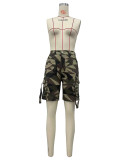 Camouflage Print Loose 5-point Pants OD-8665