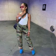 Casual Camouflage Print Holes Calf Pants OD-8671