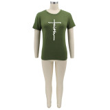 Letter Print Casual Short Sleeve T Shirt HNIF-MM059F