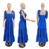 Bow Tie Waist-slim Camisole Maxi Dress GRNH-28622