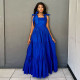 Bow Tie Waist-slim Camisole Maxi Dress GRNH-28622