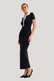 Patchwork Color-blocked Knit Maxi Dress GFQS-77