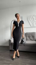 Patchwork Color-blocked Knit Maxi Dress GFQS-77
