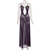 Hollow Out Sleeveless Hang Neck Backless Maxi Dress GZJQ-K23D39831