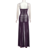 Hollow Out Sleeveless Hang Neck Backless Maxi Dress GZJQ-K23D39831