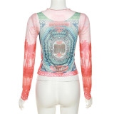 Fashion Print Long Sleeve Pullover GZJQ-K22L20304