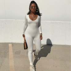 Skinny Long Sleeve Solid Color Sport Fitness Jumpsuit GZJQ-K20Q09837