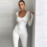 Skinny Long Sleeve Solid Color Sport Fitness Jumpsuit GZJQ-K20Q09837