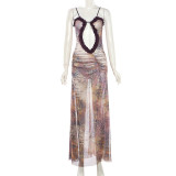 Hollow Out Sleeveless Hang Neck Backless Maxi Dress GZJQ-K23D39831