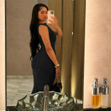 Solid Color Pleated Sleeveless Maxi Dress GZJQ-K24D43233