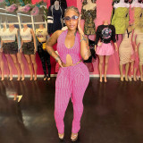 Sexy Knit Low Bust Cutout Slim Pants Suit  GZJQ-W23S36685