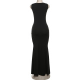 Solid Color Pleated Sleeveless Maxi Dress GZJQ-K24D43233