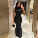 Solid Color Pleated Sleeveless Maxi Dress GZJQ-K24D43233