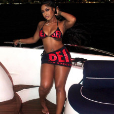 Sexy Letter Print Tie Up Two Piece Skirt Set GZJQ-K24S45305