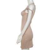 Slash Shoulder Short Sleeve Mini Dress DLSF-24D43854