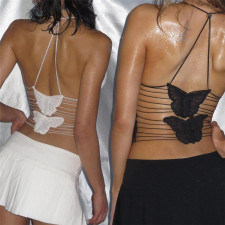 Butterfly Tie Mesh Backless Skinny Sling Vest DLSF-23B38961
