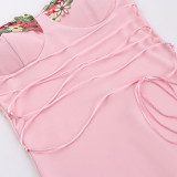 Flower Patchwork Sling Bandage Dress FL-23577