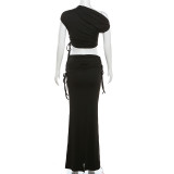 Sleeveless Slash Neck Crop Tops Two Piece Skirts Set GZJQ-K23S38990
