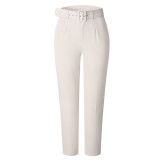 High Waist Belt Solid Suit Pants GATE-P01A