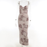 Sexy Print Sling Slim Maxi Dress FL-23103