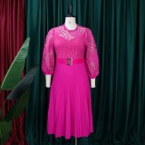 Lace Hollow Out Patchwork Solid Midi Dress GATE-254