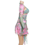 Sexy Print Tie Up Tassel Skirt Three Piece Skirts Set GZJQ-K23S33256