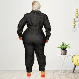 Plus Size V-Neck Casual Denim Jumpsuit GDAM-21863