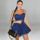 Plus Size Sexy Sleeveless Washed Denim Dress GDAM-218119