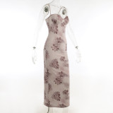Sexy Print Sling Slim Maxi Dress FL-23103