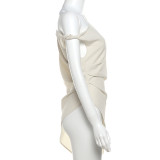 Irregular Sleeveless Slash Shoulder Solid Long Top GZJQ-K24L46202