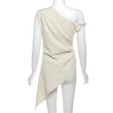 Irregular Sleeveless Slash Shoulder Solid Long Top GZJQ-K24L46202
