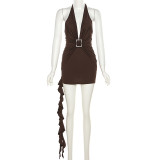 Sleeveless Deep V Neck Backless Mini Dress GZJQ-K23D27048