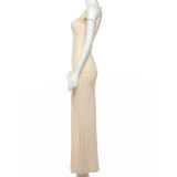 Solid Color Slash Neck Slim Maxi Dress DLSF-24D43826