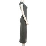 Solid Color Backless Slim Maxi Dress GZJQ-K23D39603
