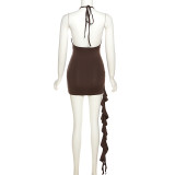 Sleeveless Deep V Neck Backless Mini Dress GZJQ-K23D27048