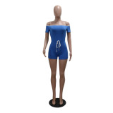 Solid Color One Neck Two Piece Shorts Set CYA-901193