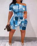 Short Sleeve Print Split Two Piece Shorts Set GMES-S1008