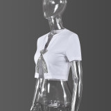 Split Hot Drill Short Sleeve T Shirt GFRT-41209THG