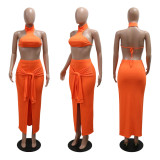 Solid Color Bandage Waist Two Piece Skirts Set CYA-901215