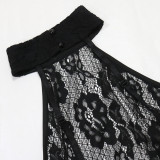 Lace Halter Backless Slim Maxi Dress CYA-901214