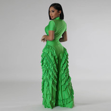 Fashion Short Sleeve Loose Slim Fit Jumpsuit CYA-901199