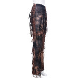 Tie Dye Print Tassel Casual Pants GFRT-7801PG