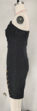 Wear Copper Chain Sexy Strapless Denim Dress GDAM-218117