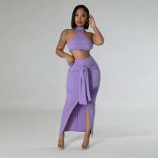 Solid Color Bandage Waist Two Piece Skirts Set CYA-901215