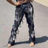 Tie Dye Print Tassel Casual Pants GFRT-7801PG